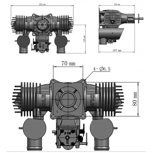 DLE130,dle130,DLE,DLE130 aircraft model gasoline engine two-cylinder two-stroke natural air-cooled hand start 130CC displacement