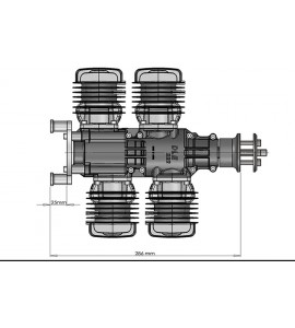 DLE222,dle222,DLE,DLE222 model aircraft gasoline engine four-cylinder two-stroke side exhaust natural air-cooled hand start 222CC displacement