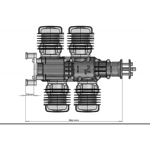 DLE222,dle222,DLE,DLE222 model aircraft gasoline engine four-cylinder two-stroke side exhaust natural air-cooled hand start 222CC displacement